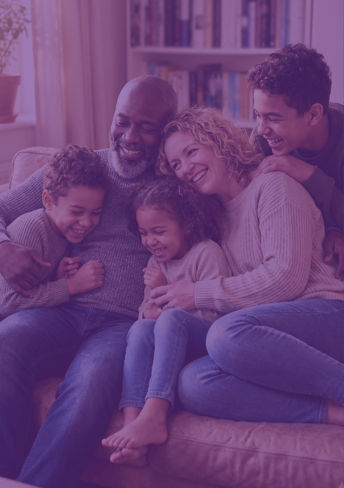 A family laughing and connecting together